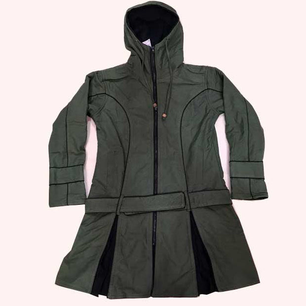 Long printed coat with hood